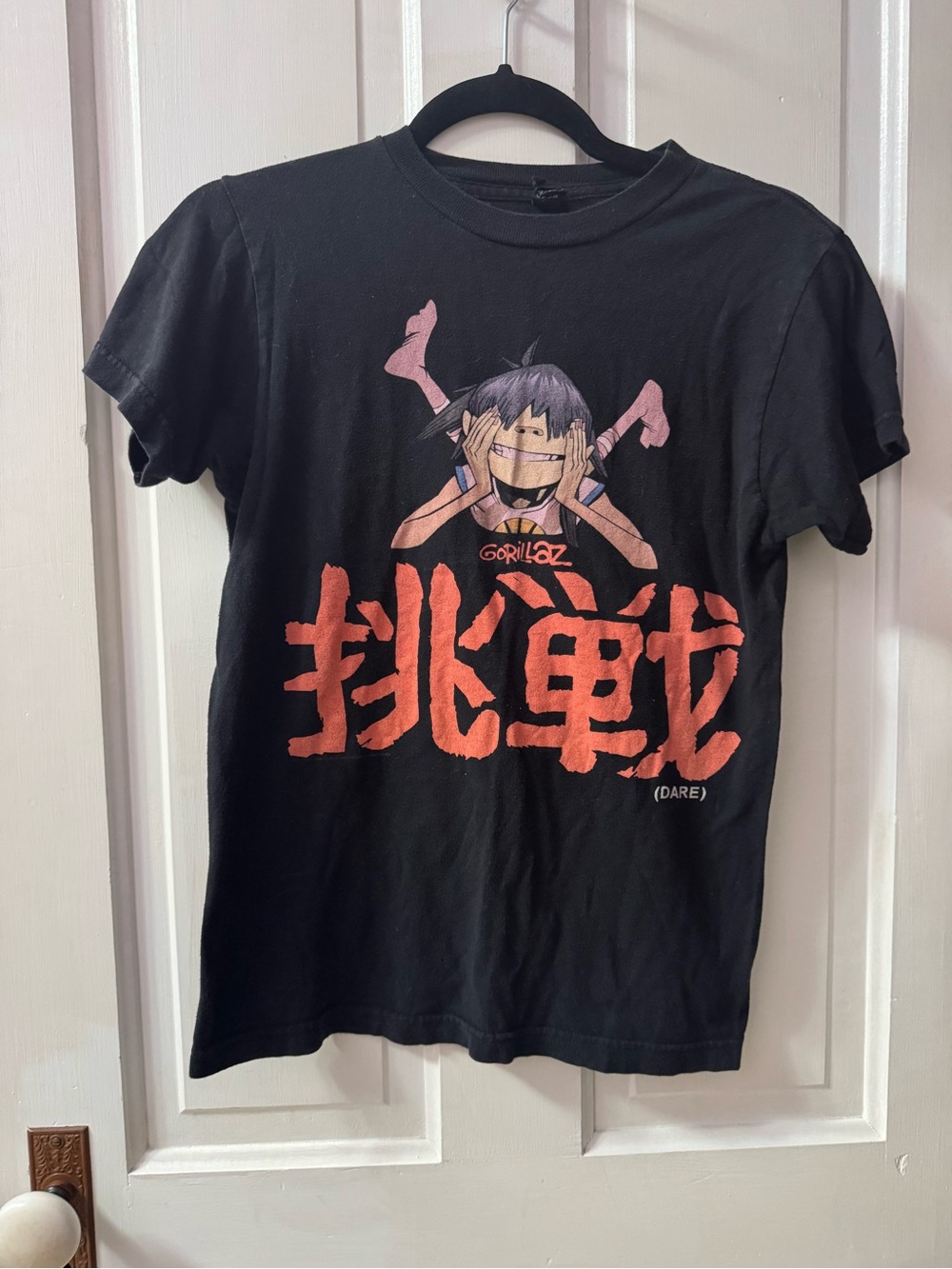 Tultex Black Tee with Pink and Red Gorillaz Graphic